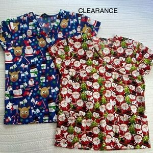 CLEARANCE - Cassandra O Women's SMALL Christmas Scrub Tops